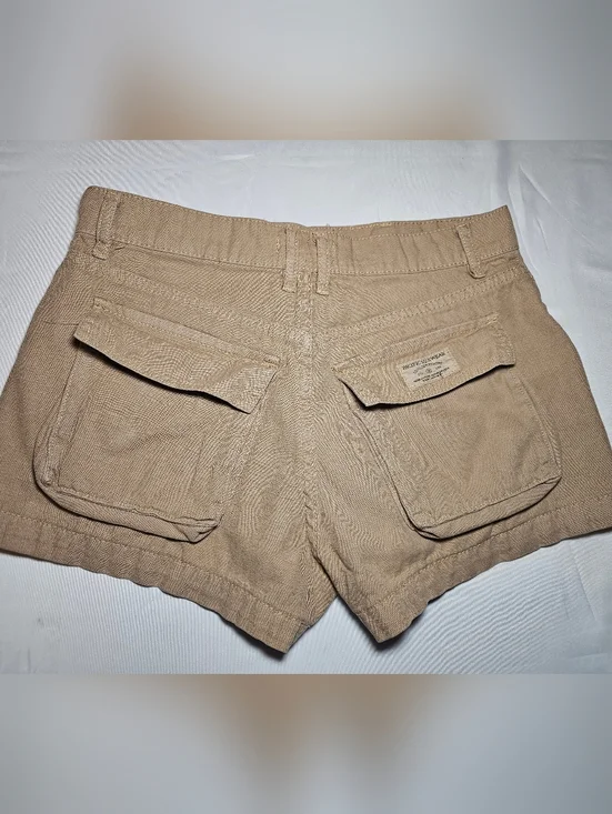 PacSun Custom Embellished Cargo Shorts Size 27 Mid Rise Khaki Tan Floral Heart - Picture 7 of 8